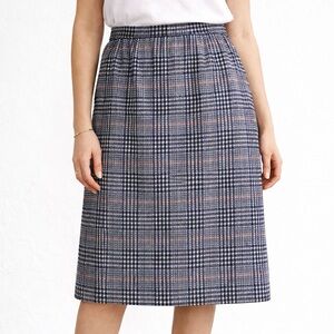 Vintage 60’s Pendleton Virgin Wool Blue Houndstooth A-Line Skirt USA Union 12